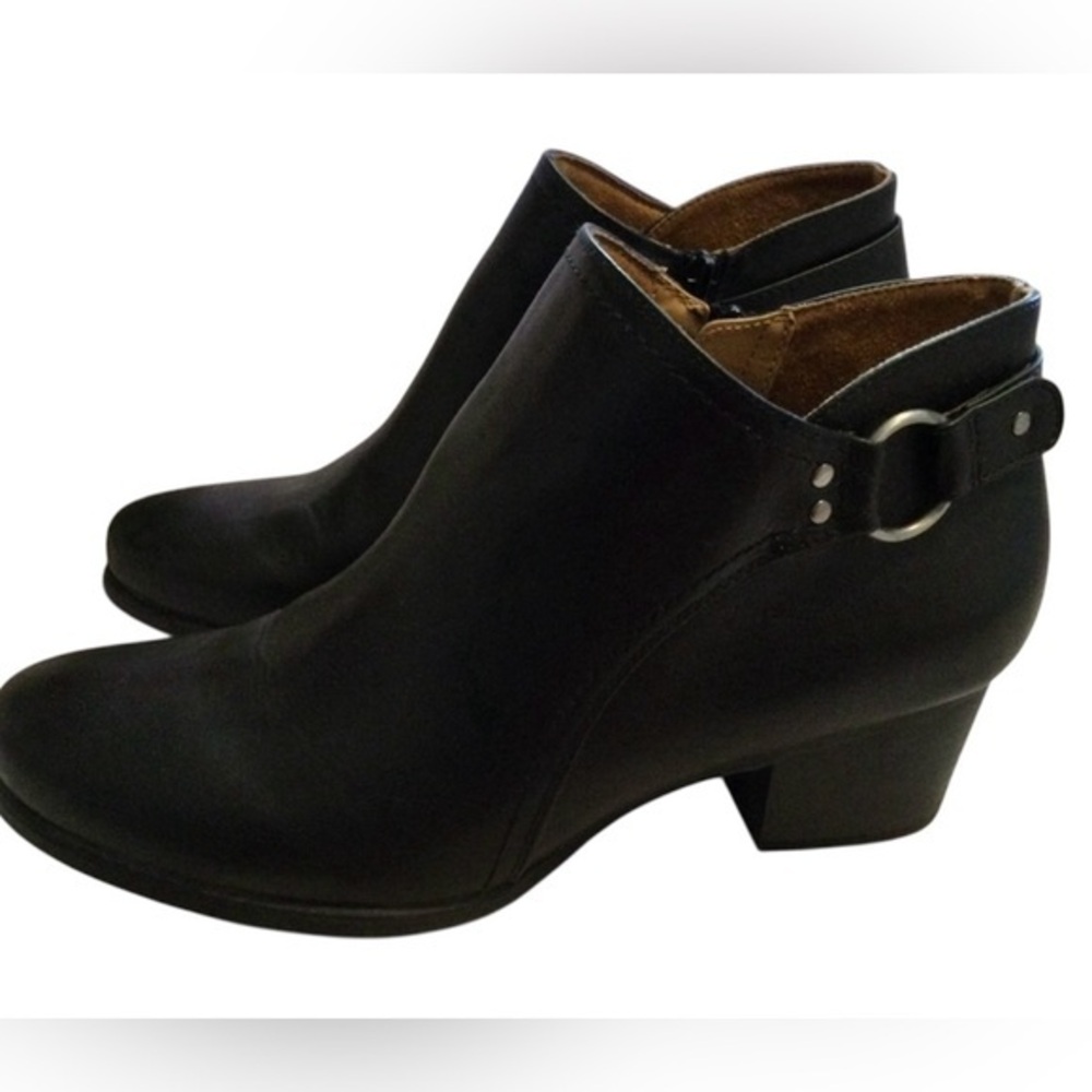 Natural Soul All Thru Comfort Black Ankle Boots Side ZIP Size 10